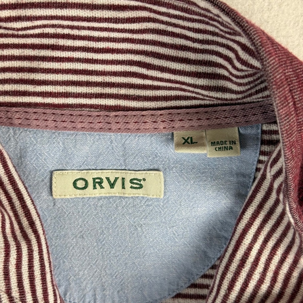 Orvis Mens XL Quarter Zip Pullover Heathered Burgundy Kangaroo Pocket Sweater - Picture 3 of 5